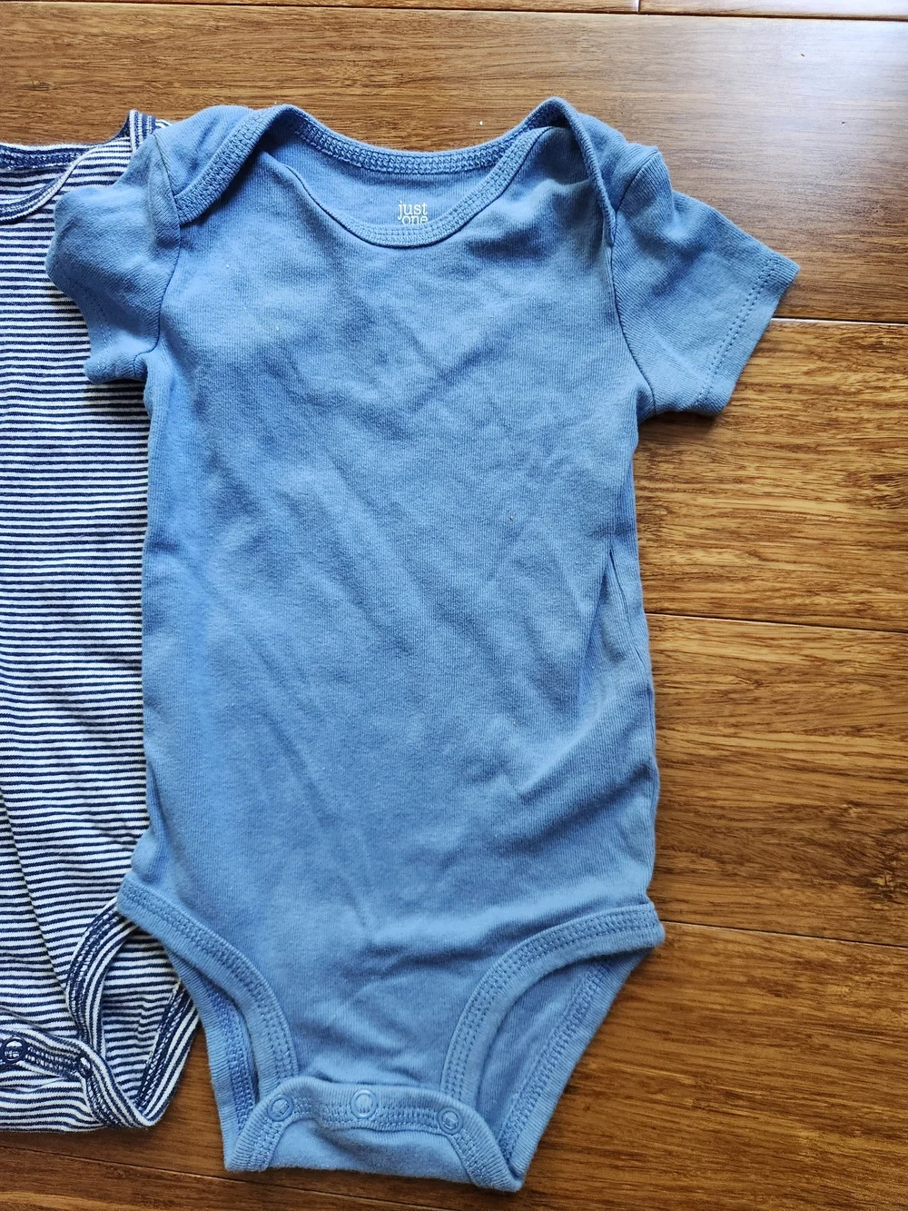 Set Of 4 Blue Short Sleeve Bodysuits From Carters And Garanimals, 6-9 Months